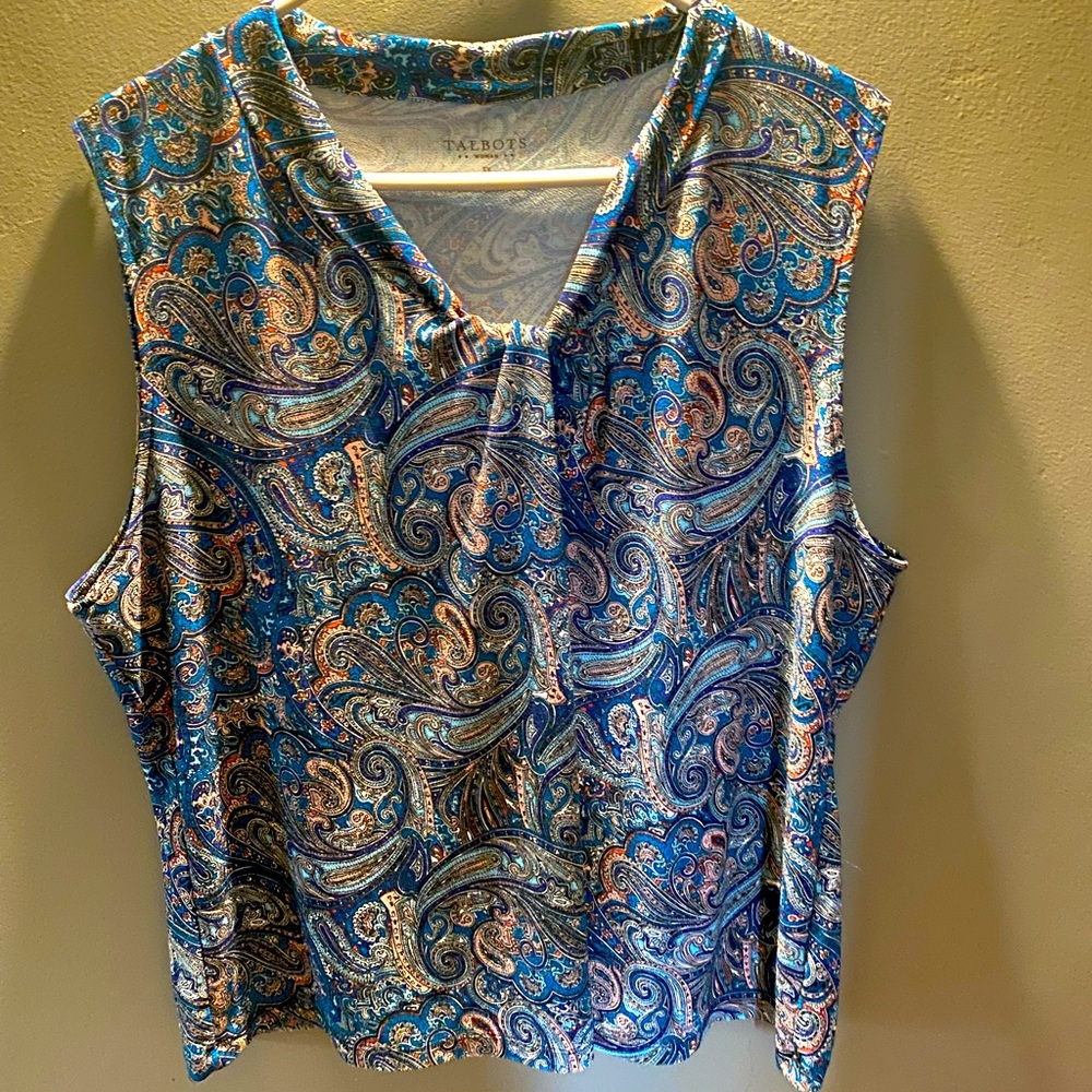 Talbots Sleeveless Paisley Floral Blouse size 3X